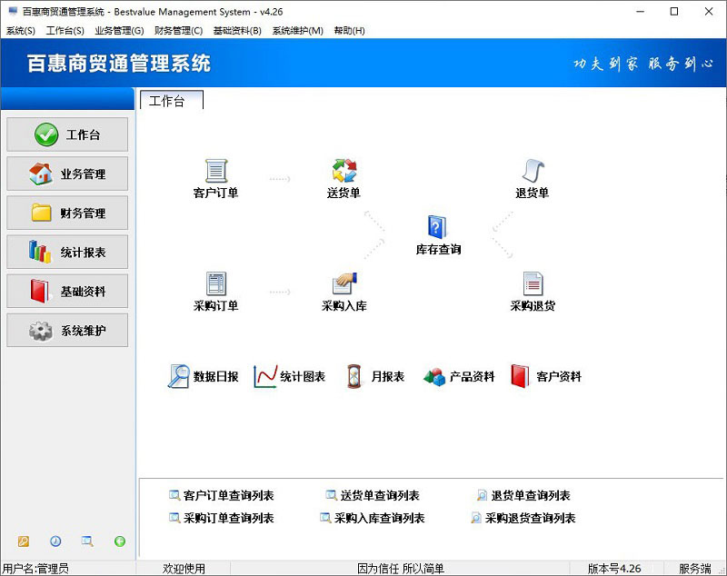 百惠商贸通进销存系统界面