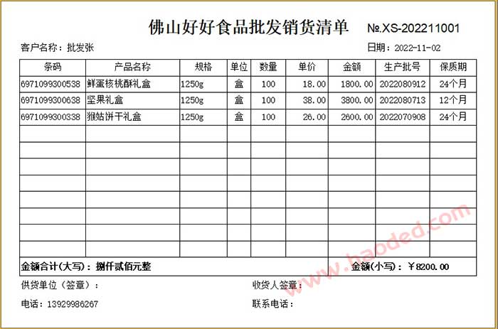 食品年货大礼包礼品批发销售清单